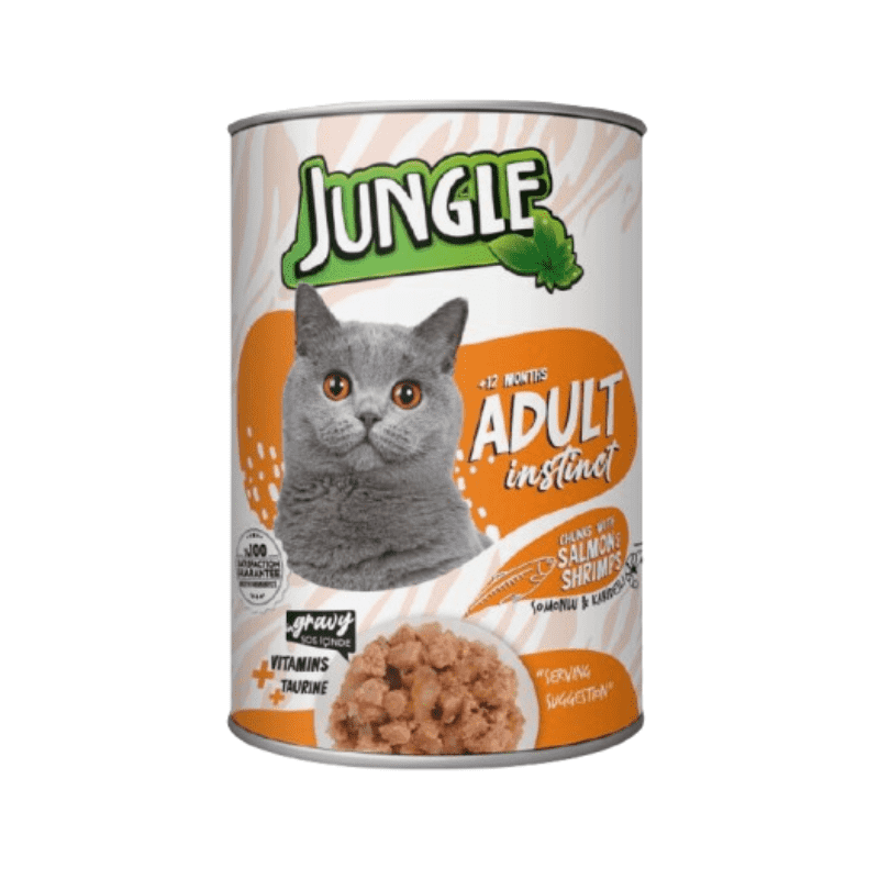 Jungle Adult Can Cat Wet Food - Salmon and Shrimp 400g