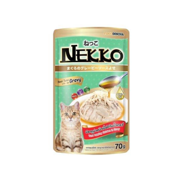 Nekko Pouch Cat Food - Real Tuna Topping with Chicken in Gravy 70g