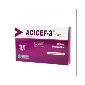 Acicef-3 Vet 500mg Injection vial for veterinary bacterial infections