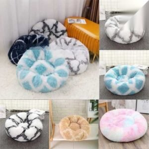 Colorful Round Plush Pet Bed House – Super Soft and Warm for Pet Cat