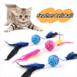 Cute Paw Print Feather Ringing Bell Ball Interactive Playing Toys for Pet Cat 1pcs