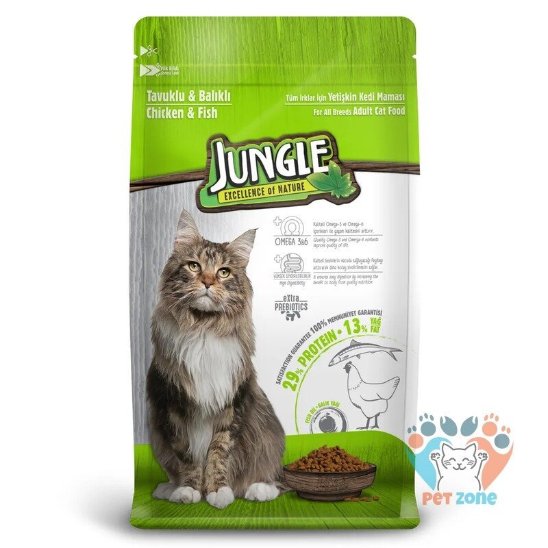 Jungle Adult Dry Cat Food Chicken And Fish 500gm