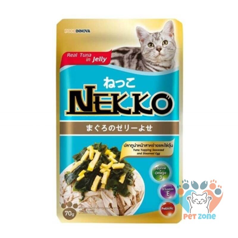 NEKKO Cat Pouch Tuna Topping Seaweed and Steamed Egg in Jelly 70g