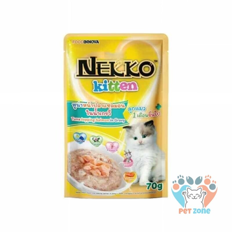 Nekko Kitten Pouch Tuna Topping Salmon in Gravy 70g