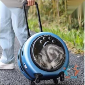 Portable Cat Carrying Bag   Large Capacity Pet Carrier Travel Trolley Handbag with Wheels  (Inside Dhaka only)