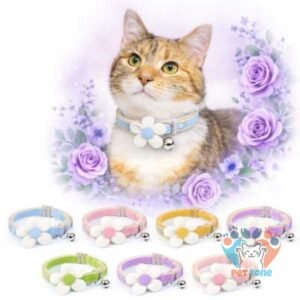 Premium Sunflower Design Cotton Fabric Pet Cat Adjustable Collar