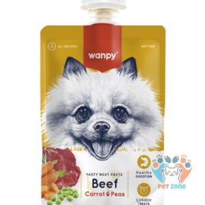 Wanpy Dog Pouch Tasty Meat Paste Beef Carrot and Pea 90gm